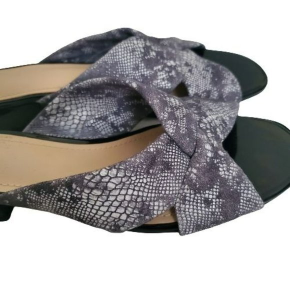Johnston & Murphy Georgie Black Snake-Print Kid Suede Block Heel Slide Size 7 - Picture 8 of 10